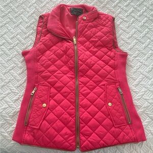 Caslon Pink Quilted Vest with Stand-Up Collar